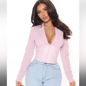 Fashion nova faux leather corset top in Lilac